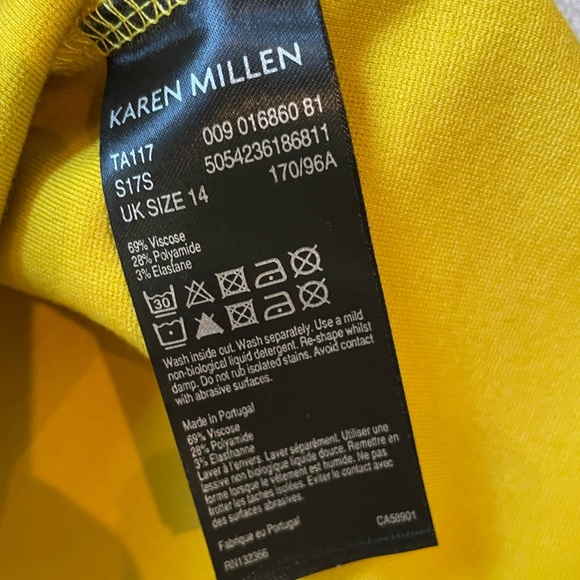 Karen Millen Goldenrod Stretch Cut Out Short Sleeve Knit Pullover Top Shirt - Picture 7 of 7
